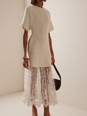 Sea New York NWOT Exclusive Diane Lace-Trimmed Knit Midi Dress S